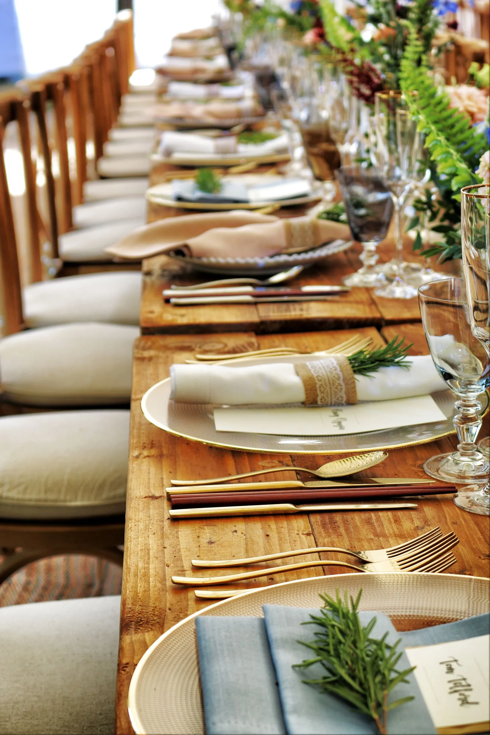 Table setting with natural textures